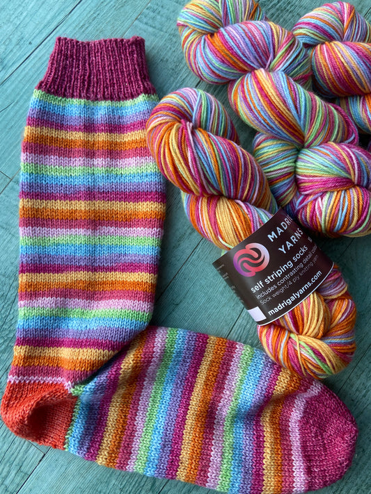 Pattern: Madrigal Yarns Self Striping Sock Pattern.