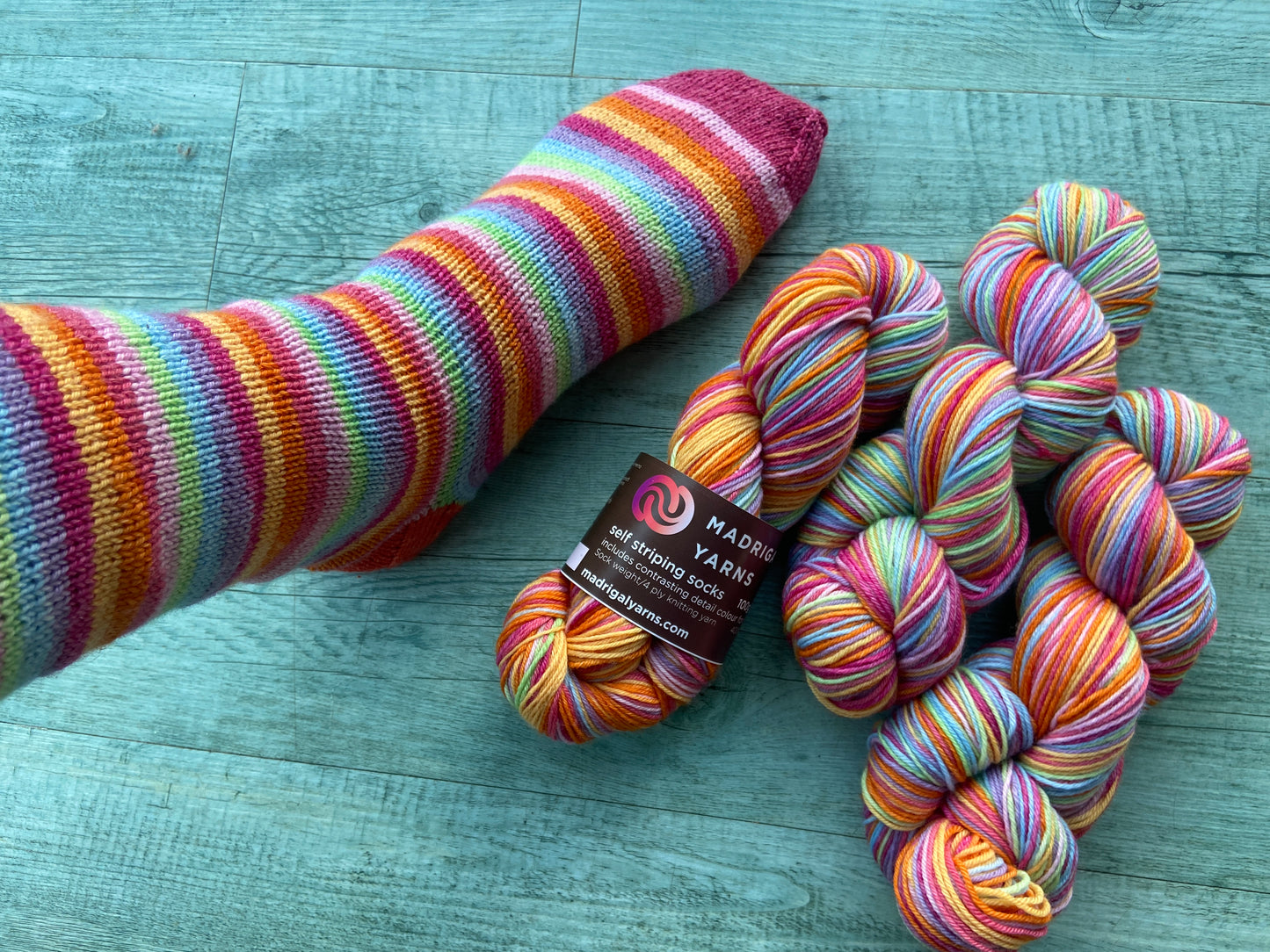 Pattern: Madrigal Yarns Self Striping Sock Pattern.
