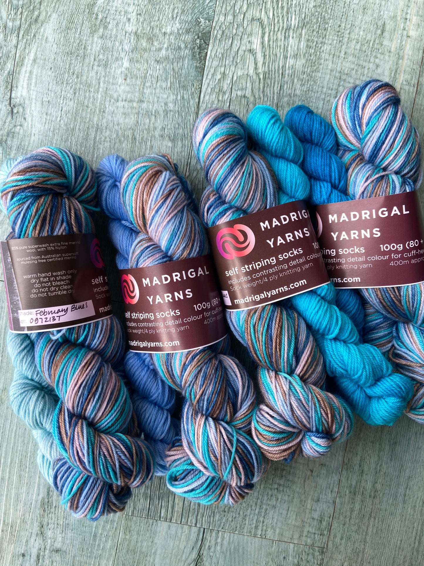 February Blues -  Self Striping Sock